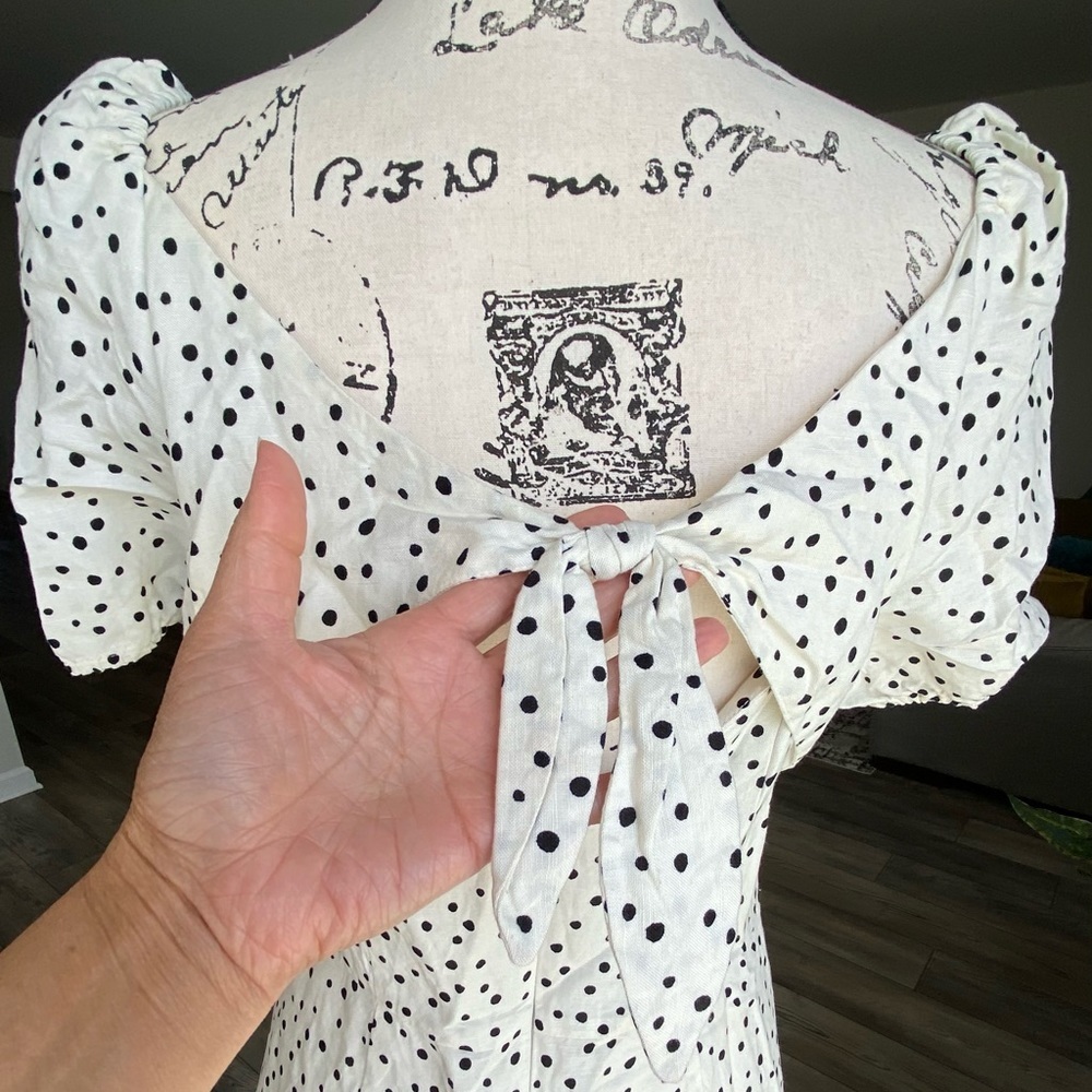 LOFT, polka dot, open back dress.#7